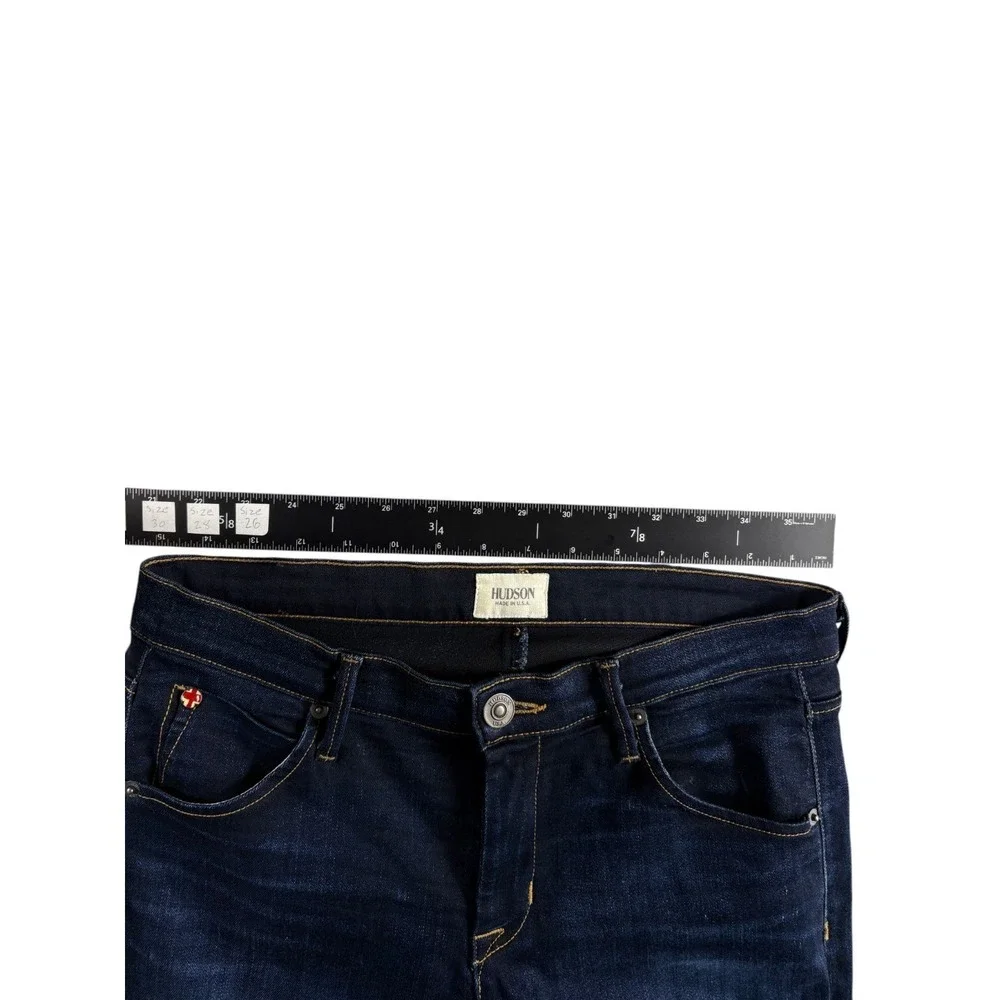 Hudson Skinny Jeans Womens 28 Blue Cotton Dark Wash‎ Flap Pockets Made in USA